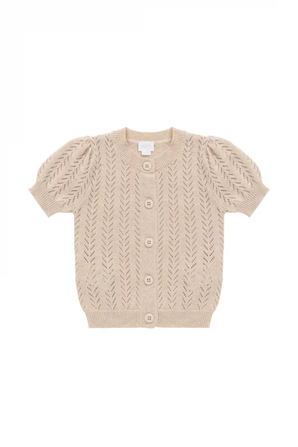 Luna Pointelle Knit Cardigan - Image 1