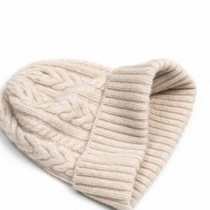 Snowfall Cable Knit Beanie – Cream