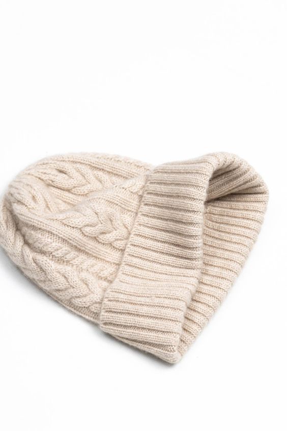 Snowfall Cable Knit Beanie – Cream - Image 1